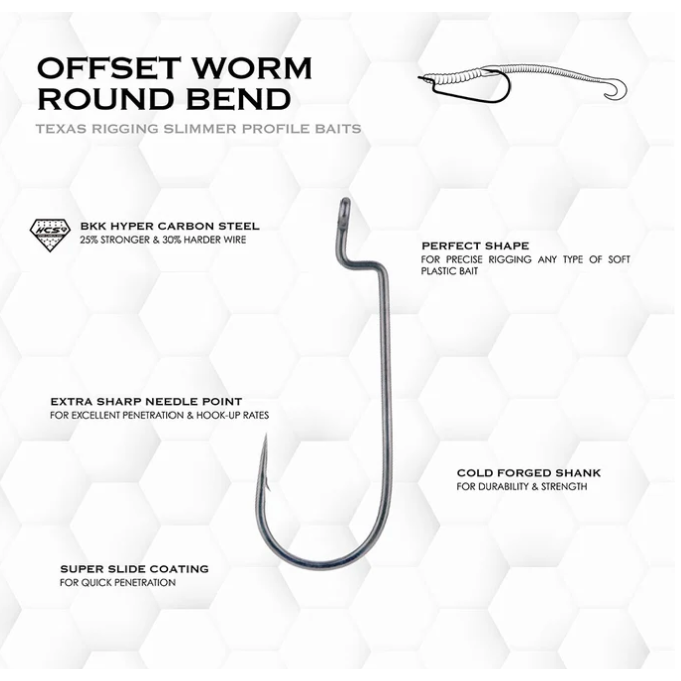 BKK Armor Point Offset Worm Round Bend Hooks
