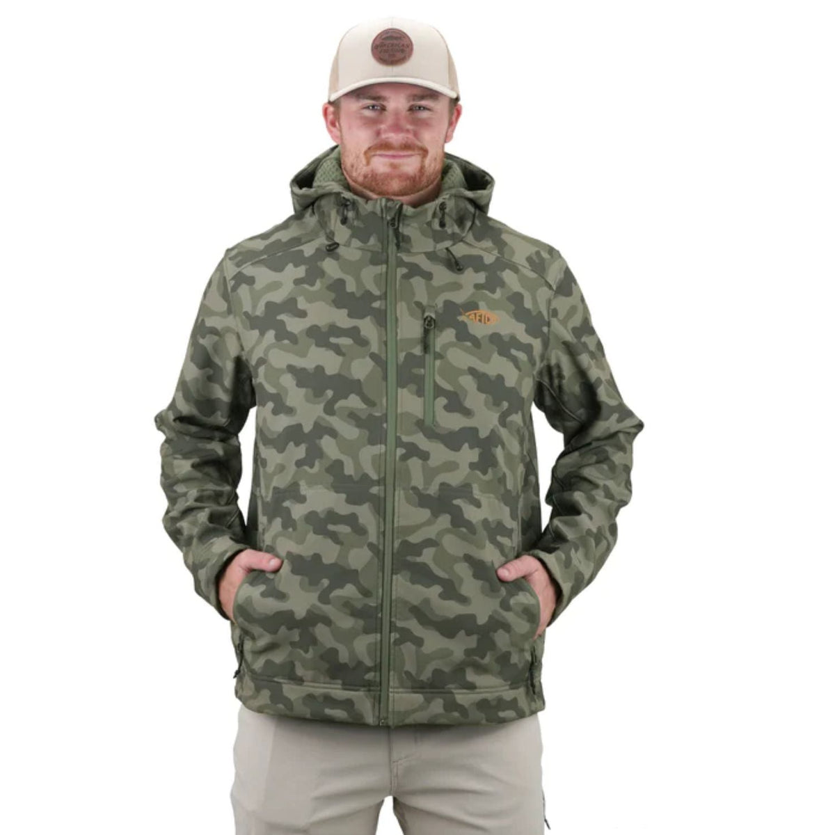 Aftco Reaper Tactical Zip Up Jacket Green OG Camo Front