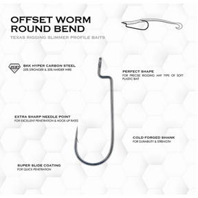 BKK Armor Point Offset Worm Round Bend Hooks