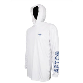 AFTCO JIGFISH HOODED PERFORMANCE SHIRT - WHITE