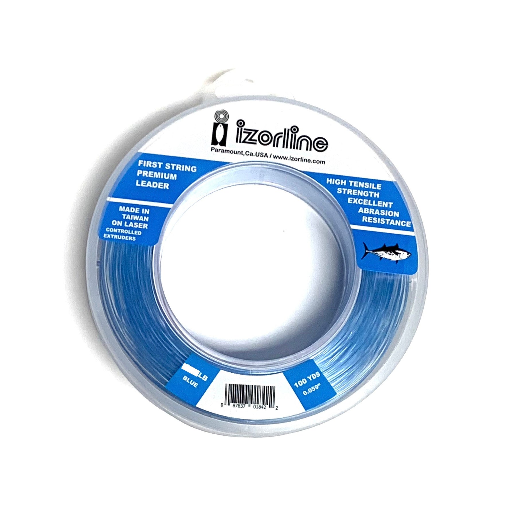 Izorline First String Premium Poly Monofilament Leader Line 200lb 100yds Wrist Spool Blue