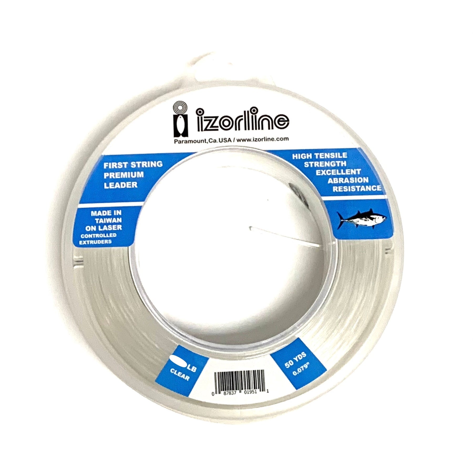 Izorline First String Premium Poly Monofilament Leader Line 135lb 100yds Wrist Spool Clear