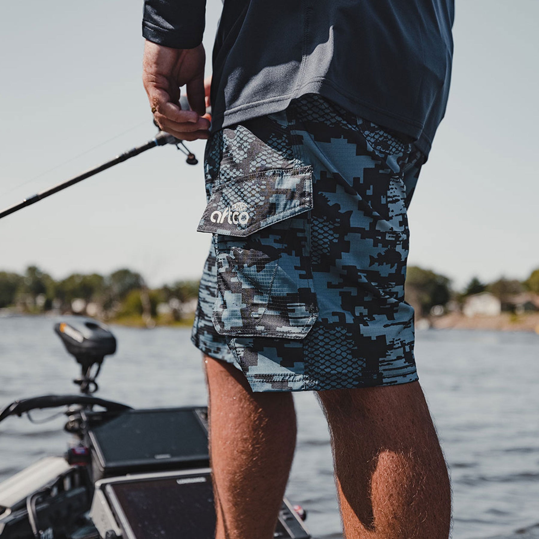 AFTCO Tactical Black Camo Fishing Shorts 40