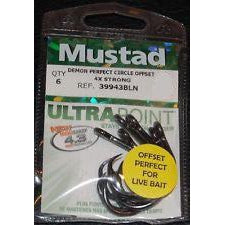 Mustad 2X Perfect Circle Hook 39941NP-BN 6 pack