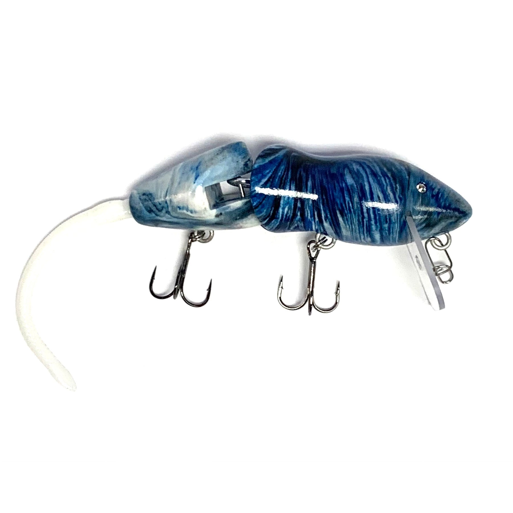 Tackle Express custom White Blue Swirl w/ White Tail